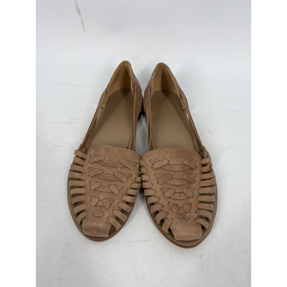 Nisolo Huarache Shoes Women's 9.5 Tan Leather Woven Flats Sandals Loafers - Picture 3 of 10